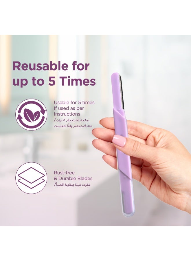 Floren Face & Eyebrow Dual facial razor for women | Dual Blade Razor | 3N | Smooth Skin | German Blades | Easy Precision Shave - Image 2