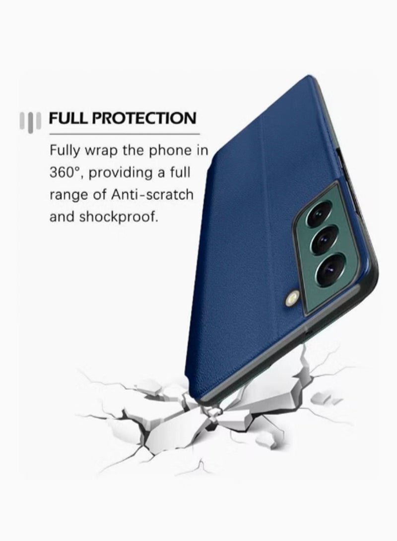 Wtech Smart Mirror Window Flip Phone Case Auto Sleep Wake Cover For Samsung Galaxy S22 Blue - Image 5