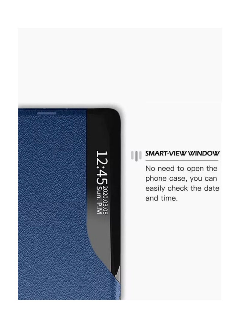 Wtech Smart Mirror Window Flip Phone Case Auto Sleep Wake Cover For Samsung Galaxy S22 Blue - Image 2