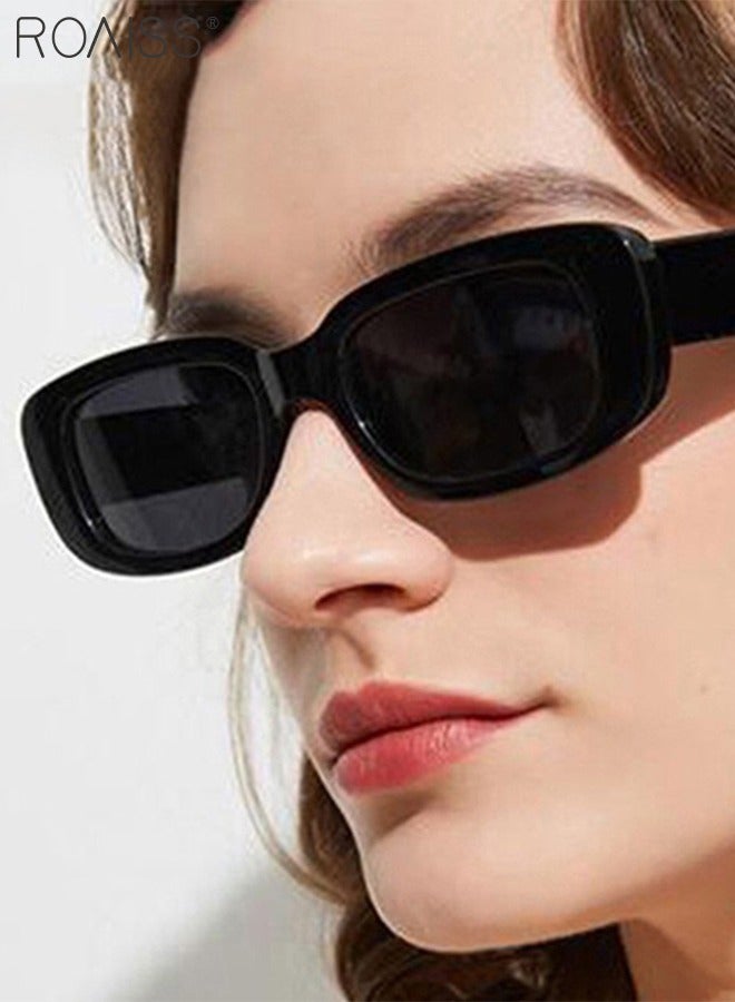 رويس 3 قطع نظارات شمسية مستطيلة للنساء، نظارات شمسية للحماية من الأشعة فوق البنفسجية 400، نظارات زخرفية عصرية لحفلات الهواء الطلق والتصوير الفوتوغرافي في الشوارع، بنمط أسود وأبيض ونقشة جلد النمر - Image 2