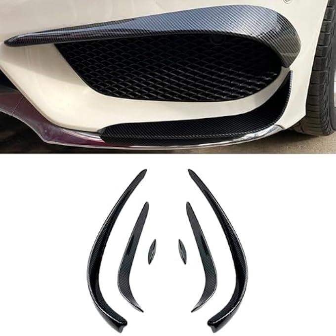 QASULER for Mercedes-Benz, C Class W205 2015-2018 C180 C200 C260 C43 AMG Sport Front Side Air Vent Outlet Cover Trim Intake Hood Splitter Car Bumper Vent Splitter(Carbon Fiber Look) - Image 2