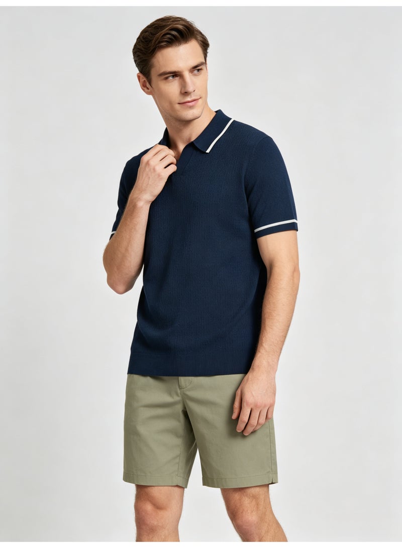زارا Zara men's short sleeve Polo shirt with contrast lapels - Image 5