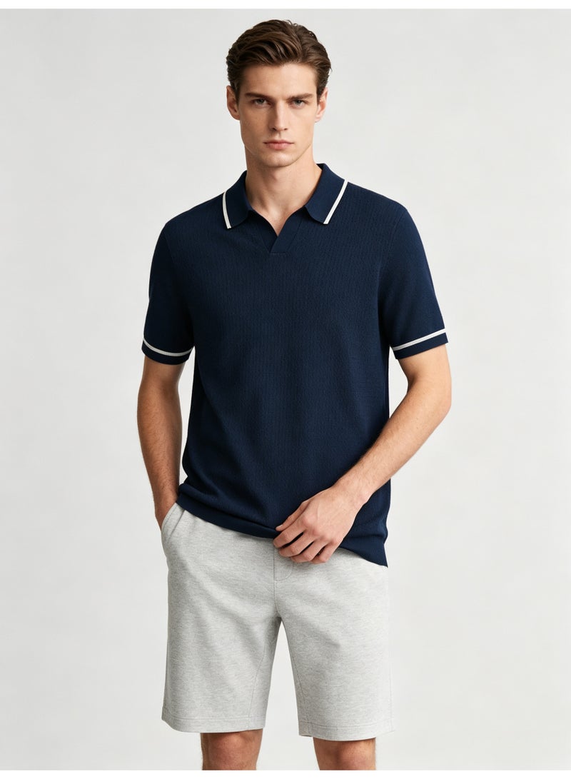 زارا Zara men's short sleeve Polo shirt with contrast lapels - Image 2