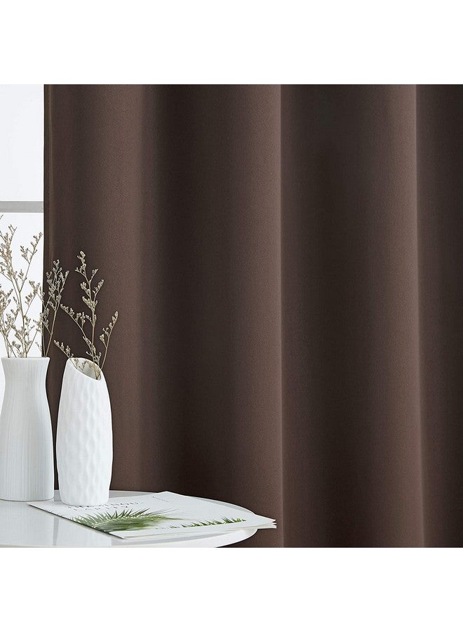 BFAM Store Thermal Insulated 100% Blackout Curtains for Bedroom with White Liner, Double Layer Full Room Darkening Noise Reducing Curtain 2 PC (Chocolate Brown, 7 FT Long) - Image 4