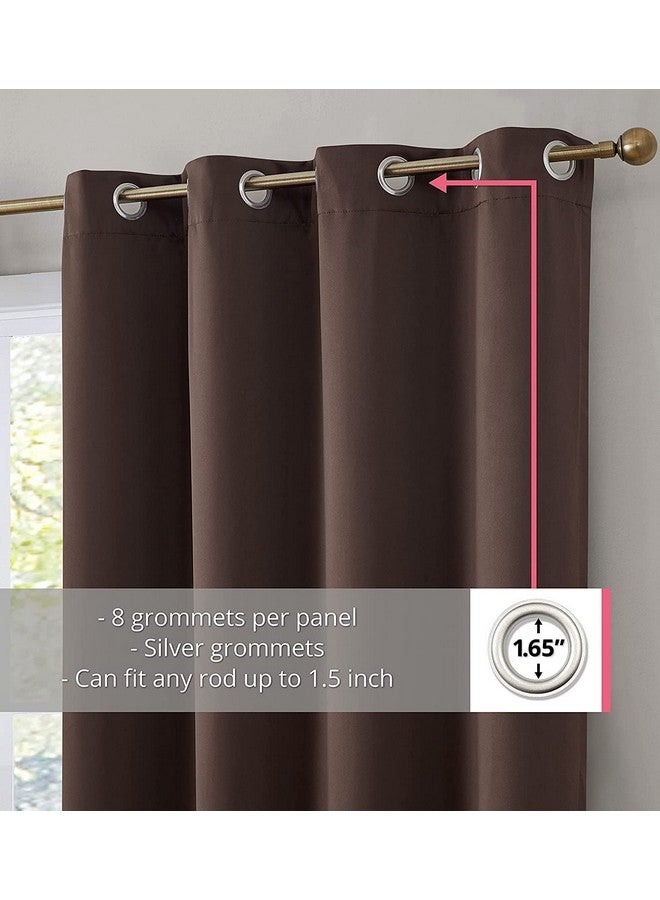 BFAM Store Thermal Insulated 100% Blackout Curtains for Bedroom with White Liner, Double Layer Full Room Darkening Noise Reducing Curtain 2 PC (Chocolate Brown, 7 FT Long) - Image 2