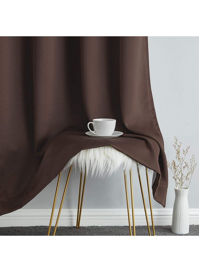BFAM Store Thermal Insulated 100% Blackout Curtains for Bedroom with White Liner, Double Layer Full Room Darkening Noise Reducing Curtain 2 PC (Chocolate Brown, 7 FT Long) - Image 5