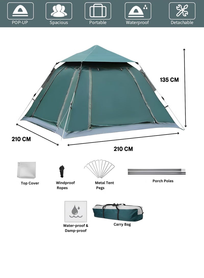 DBLEW Automatic Pop-Up Camping Tent | 3–4 Persons | Waterproof, Ventilated, Easy Setup | 210×210×135 cm - Image 3