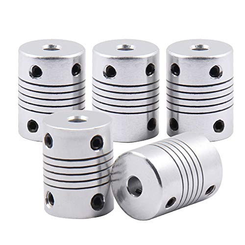 Saipor Saiper Flexible Couplings 5mm to 5mm (5pcs) Aluminum Alloy Joint Connector Compatible with NEMA 17 Stepper Motors, RepRap 3D Printer or CNC Machine, 3D Printer Accessories - Image 1
