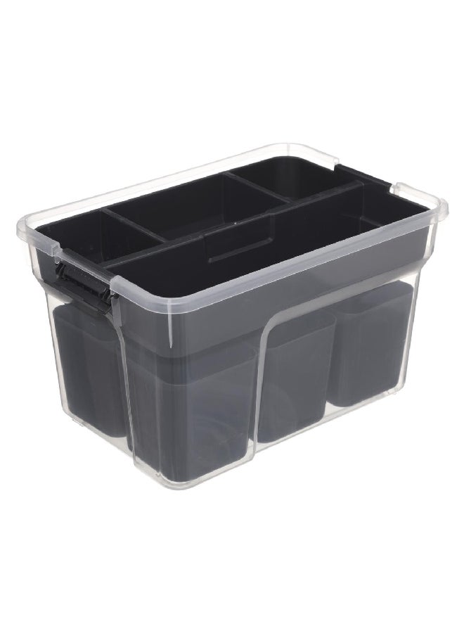 Five Simply Smart Samba Durable Polypropylene Storage Compartment Box Clear and Black 8 L 160431 - Image 3