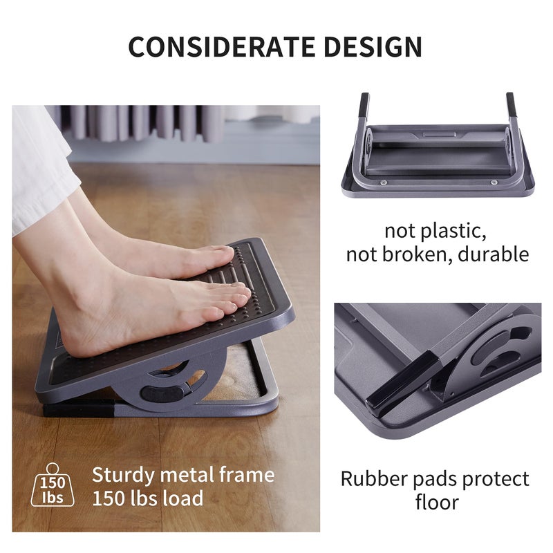 EUREKA ERGONOMIC Tilt Adjustable Footrest, Foot Rest for Under Desk at Work with Massage Surface, Office Foot Rest Under Desk with 20 Degree Tilt No Locking, Metal Frame - Image 5
