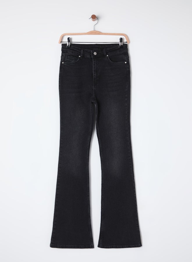 trendyol Black High Waist Flare Jeans - Image 5