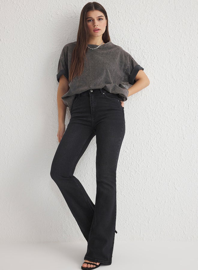 trendyol Black High Waist Flare Jeans - Image 1