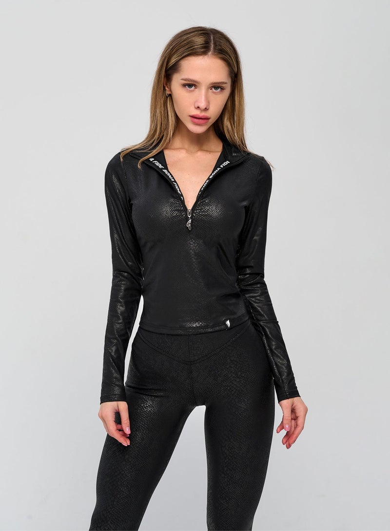 Bona Fide “Snake” Rashguard for Women – Long Sleeve Zip-Up Athletic Top - Image 1