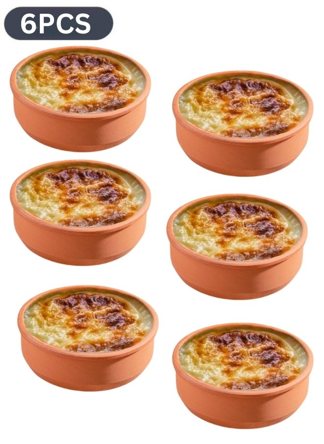 Happy Home 6 Pieces of Clay Bowls Suitable for Rice Pudding and Om Ali Healthy and Heat Resistant 10cm Diameter  - Image 1