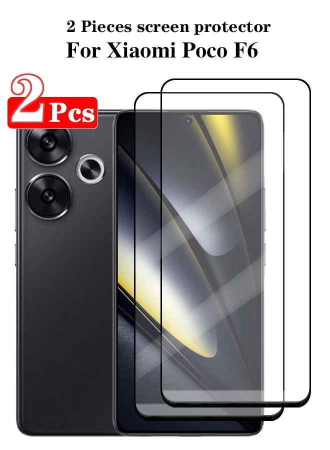 2 Pieces Full Cover Glass Screen Protector For Xiaomi Poco F6 5G Black/Clear and Screen Protector Accessorie - Image 1