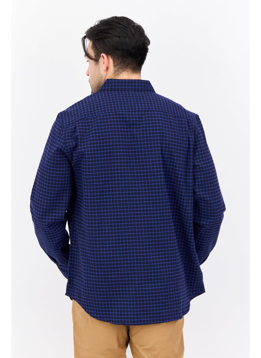 Thomas Men Regular Fit Long Sleeves Plaid Casual Shirt, Navy  - Image 4