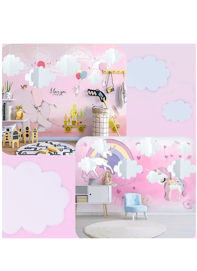 Excefore - 16 Pcs 3D Cloud Decorations Hanging Clouds for Ceiling,Cloud Decor Cloud Garland Cloud Party Decorations for Aesthetic Room Decor Birthday Art Wedding Baby Shower Decor, White - Image 1
