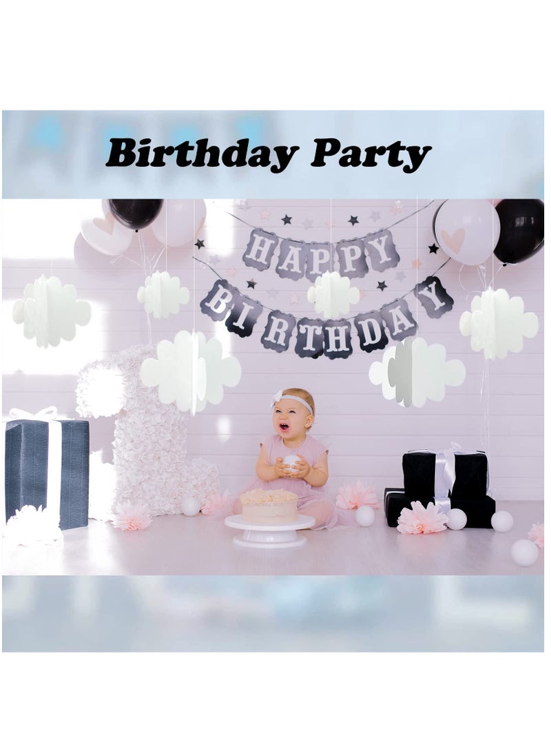 Excefore - 16 Pcs 3D Cloud Decorations Hanging Clouds for Ceiling,Cloud Decor Cloud Garland Cloud Party Decorations for Aesthetic Room Decor Birthday Art Wedding Baby Shower Decor, White - Image 1