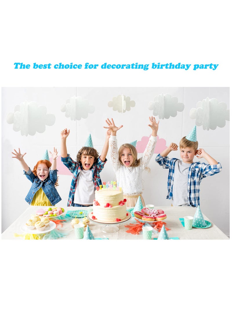 Excefore - 16 Pcs 3D Cloud Decorations Hanging Clouds for Ceiling,Cloud Decor Cloud Garland Cloud Party Decorations for Aesthetic Room Decor Birthday Art Wedding Baby Shower Decor, White - Image 1