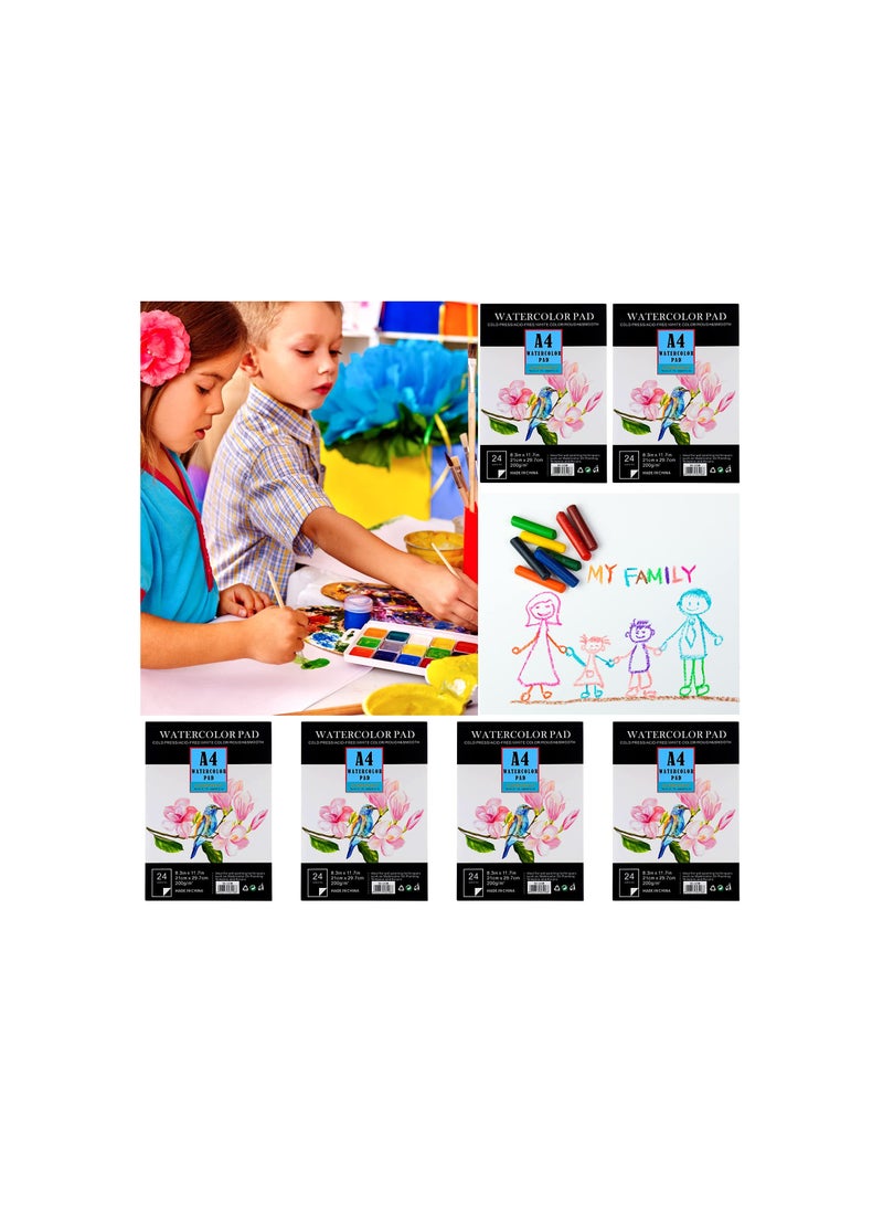 SYOSI Watercolor Paper Pad, 8.3 x 11.7 Inches Artist Paper 200 GSM Drawing Paper Watercolor Sketchbook for Beginners Adults Students Painting Drawing Sketching Art Supplies, 24 Sheets Per Book(4Pcs) - Image 2