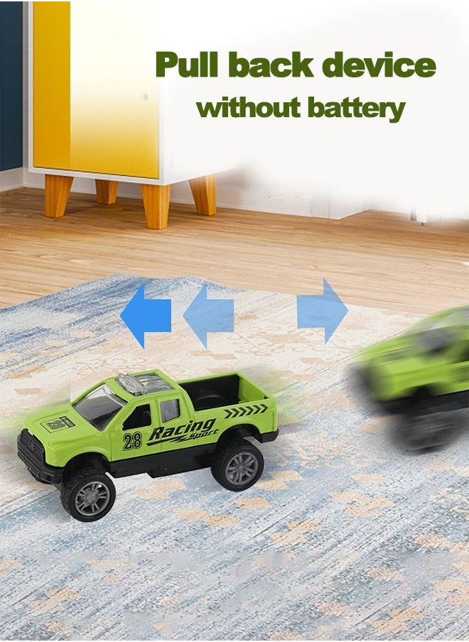 Gas Station Toy with 6 Piece Alloy Pull Back Car Driver Pretend Play Toys with Light and Music Educational Gift Toy for Kids