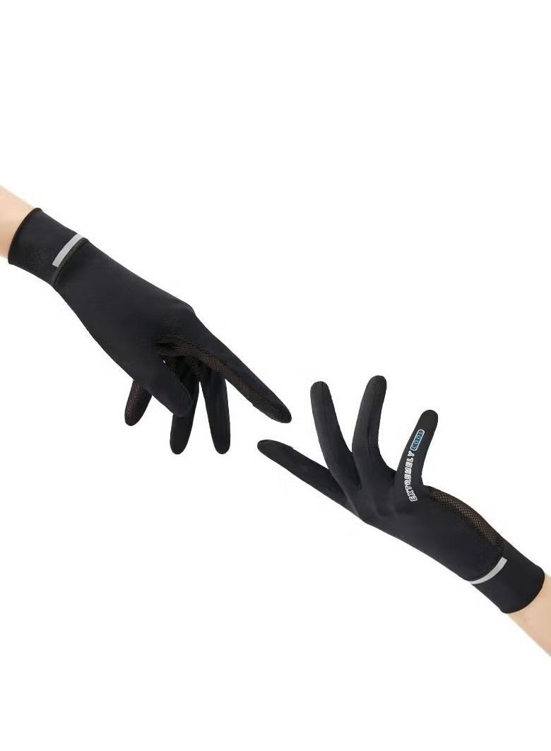 سبورت قفازات حماية من الشمس للرجال والنساء - حماية من الأشعة فوق البنفسجية UPF 50+، قفازات نسائية سريعة الجفاف لركوب الدراجات في الهواء الطلق، قفازات شاشة تعمل باللمس للجري والرياضات الخارجية (أسود) - Image 5