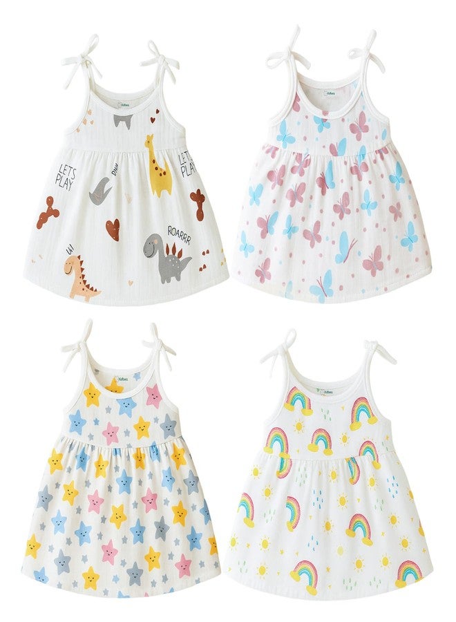 Kidbea فستان كيدبيا® 100% قطن عضوي للبنات حديثي الولادة بدون أكمام | فستان موسلين غير رسمي للأطفال - 4 طبعات لطيفة (0-3 أشهر) - Image 1