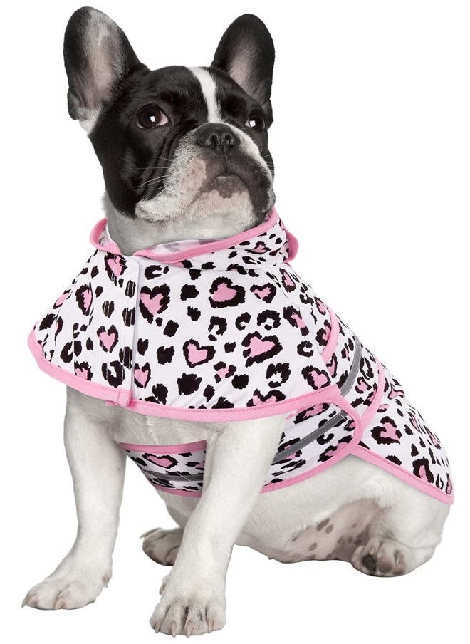 HDE - Dog Raincoat Hooded Slicker Poncho for Small to X-Large Dogs and Puppies Leopard Hearts - M - Image 1