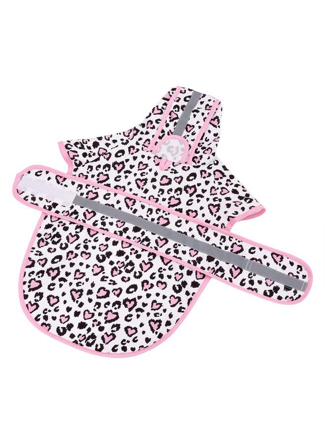 HDE - Dog Raincoat Hooded Slicker Poncho for Small to X-Large Dogs and Puppies Leopard Hearts - M - Image 1