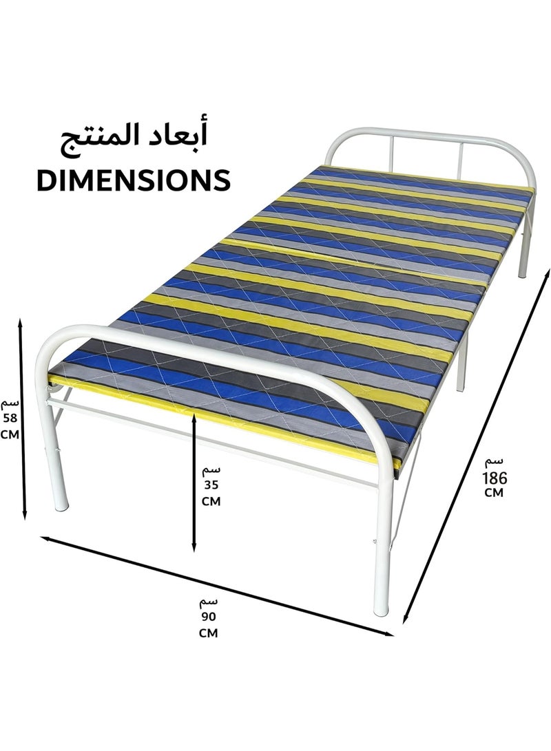 Chulovs Folding Single Bed (186*90cm) – Striped Mesh Design, Foldable Metal Frame & Wood Platform, Suitable for Guests & Kids, 200Kg Capacity - Image 2