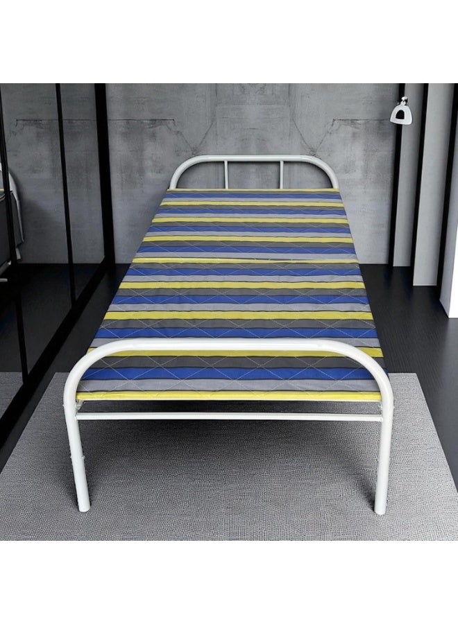 Chulovs Folding Single Bed (186*90cm) – Striped Mesh Design, Foldable Metal Frame & Wood Platform, Suitable for Guests & Kids, 200Kg Capacity - Image 4