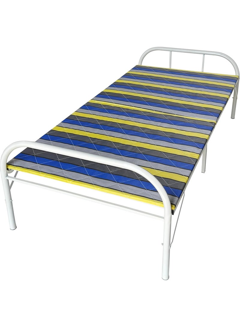Chulovs Folding Single Bed (186*90cm) – Striped Mesh Design, Foldable Metal Frame & Wood Platform, Suitable for Guests & Kids, 200Kg Capacity - Image 5