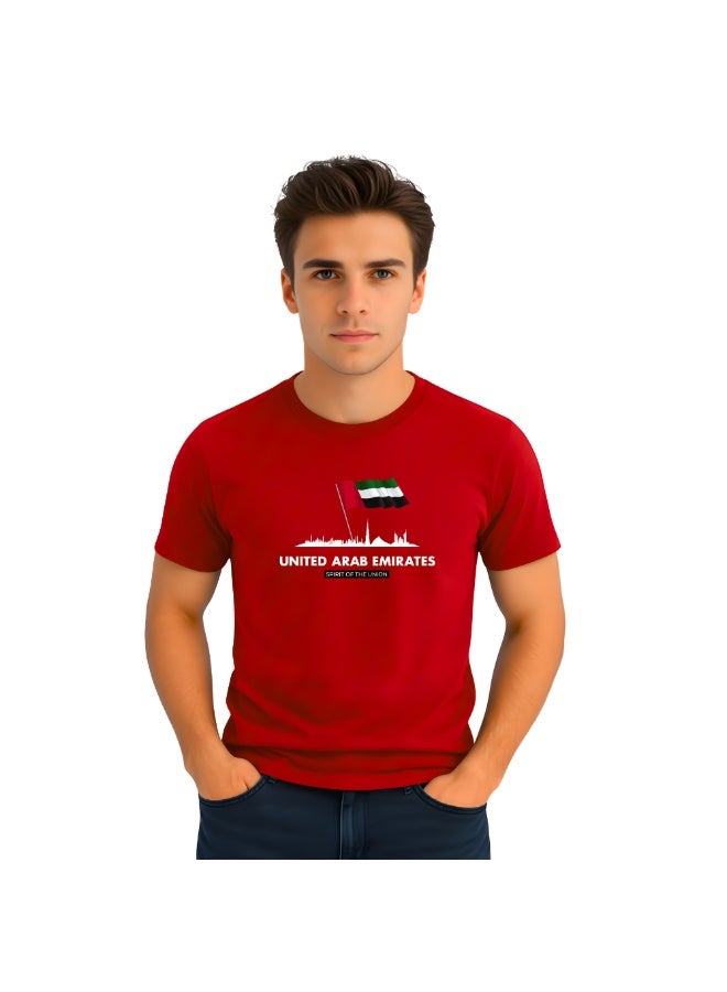 PRINTSHOP4ME UAE Celebration T-Shirt For Men UAE Design Short Sleeve Top Tee For Celebrations Day,School Events & Holidays-Comfortable And Stylish T-Shirt - Image 1