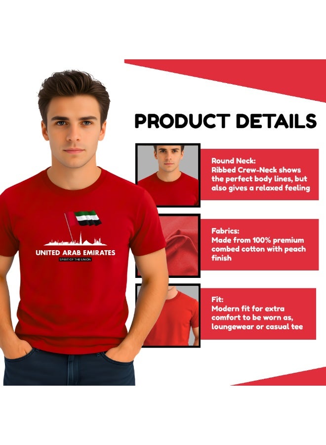 PRINTSHOP4ME UAE Celebration T-Shirt For Men UAE Design Short Sleeve Top Tee For Celebrations Day,School Events & Holidays-Comfortable And Stylish T-Shirt - Image 4