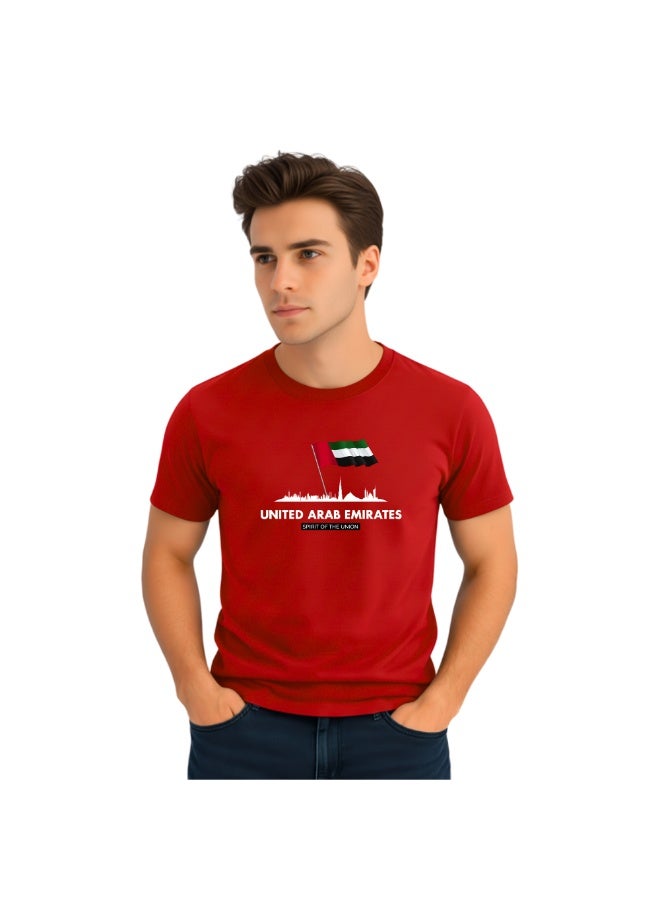 PRINTSHOP4ME UAE Celebration T-Shirt For Men UAE Design Short Sleeve Top Tee For Celebrations Day,School Events & Holidays-Comfortable And Stylish T-Shirt - Image 3