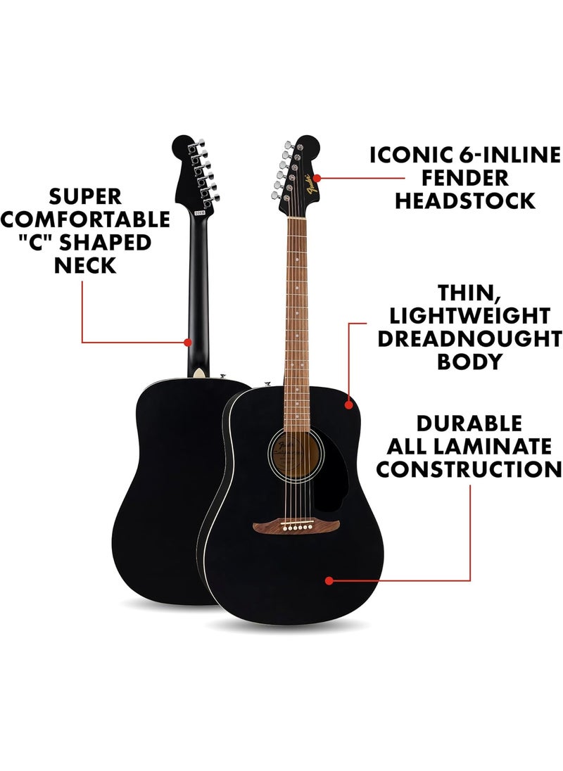 Fender California Debut Redondo Series Acoustic Guitar Beginner Guitar 2Year Warranty Black