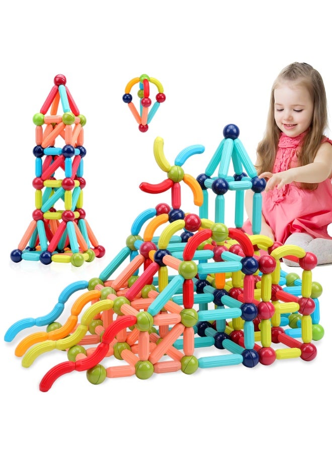 64pcs Magnetic Ball and Stick Building Set for Kids - Colorful 3D Construction Toy, Encourages Creativity, Fine Motor Skills, and Problem-Solving - Easy-to-Assemble Educational Set, Perfect for Christmas, Birthdays, and Special Occasions  - Image 1