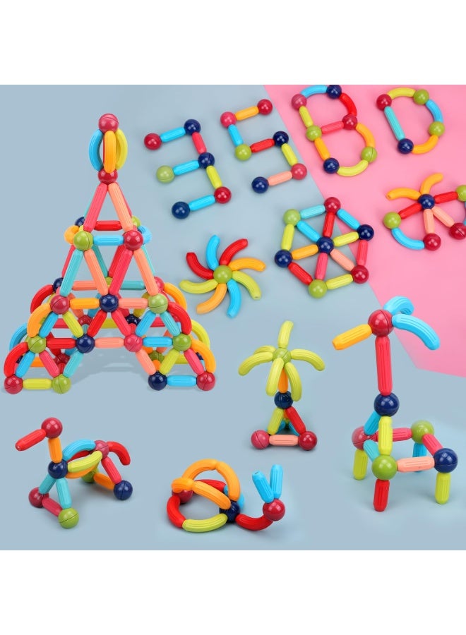 64pcs Magnetic Ball and Stick Building Set for Kids - Colorful 3D Construction Toy, Encourages Creativity, Fine Motor Skills, and Problem-Solving - Easy-to-Assemble Educational Set, Perfect for Christmas, Birthdays, and Special Occasions  - Image 2