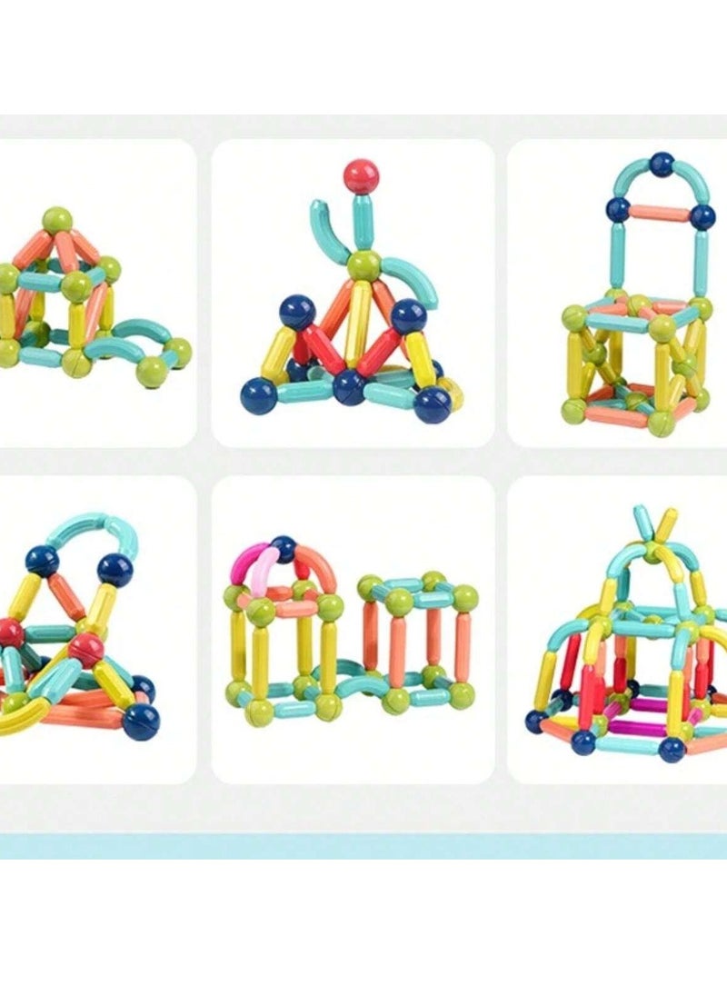 Generic - 64pcs Magnetic Ball and Stick Building Set for Kids - Colorful 3D Construction Toy, Encourages Creativity, Fine Motor Skills, and Problem-Solving - Easy-to-Assemble Educational Set, Perfect for Christmas, Birthdays, and Special Occasions - Image 1