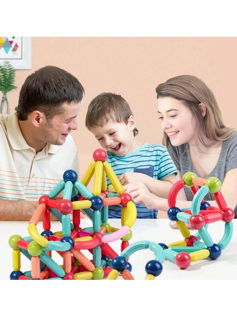Generic - 64pcs Magnetic Ball and Stick Building Set for Kids - Colorful 3D Construction Toy, Encourages Creativity, Fine Motor Skills, and Problem-Solving - Easy-to-Assemble Educational Set, Perfect for Christmas, Birthdays, and Special Occasions - Image 1