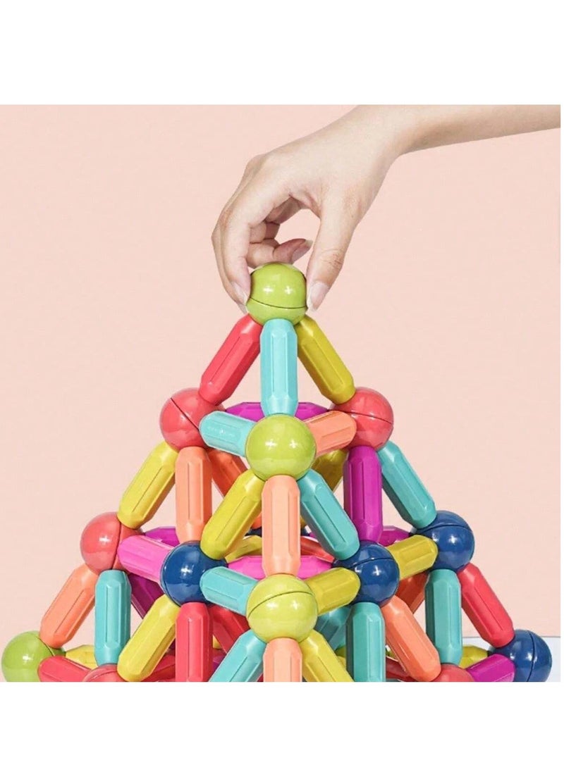 Generic - 64pcs Magnetic Ball and Stick Building Set for Kids - Colorful 3D Construction Toy, Encourages Creativity, Fine Motor Skills, and Problem-Solving - Easy-to-Assemble Educational Set, Perfect for Christmas, Birthdays, and Special Occasions - Image 1