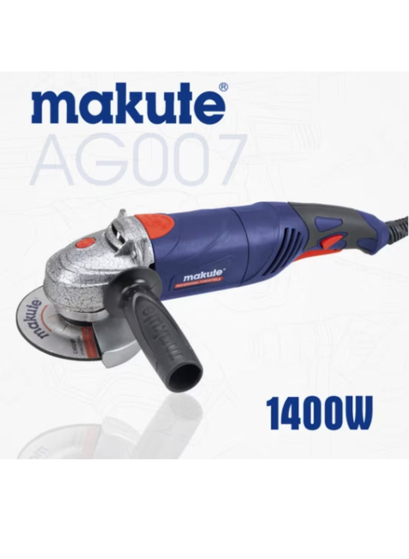 makute 1400W  Angle Grinder with 100mm, 115mm, 125mm Versatile Disc Sizes, 10,800 RPM, M10/M14 Spindle Thread, Shaft Lock System Aluminum Housing - AG007 - Image 3
