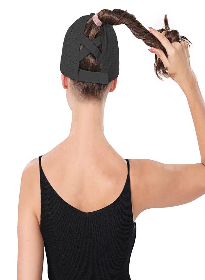 ZTL Women's High Ponytail Baseball Cap Performance Running Hat Quick Dry Mesh Sports Cap Adjustable Unstructured Dad Trucker Hats - Image 5