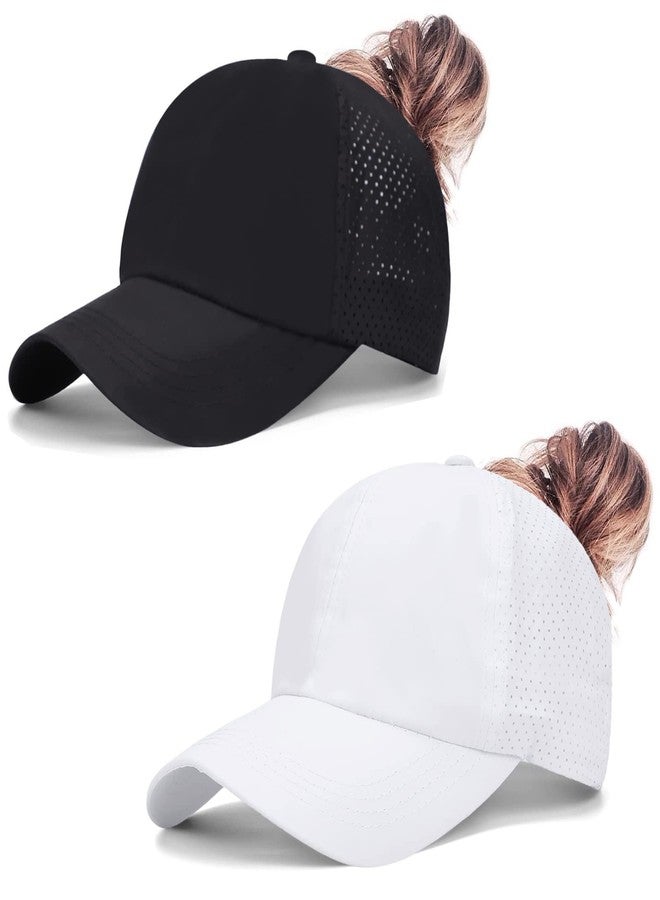 ZTL Women's High Ponytail Baseball Cap Performance Running Hat Quick Dry Mesh Sports Cap Adjustable Unstructured Dad Trucker Hats - Image 2
