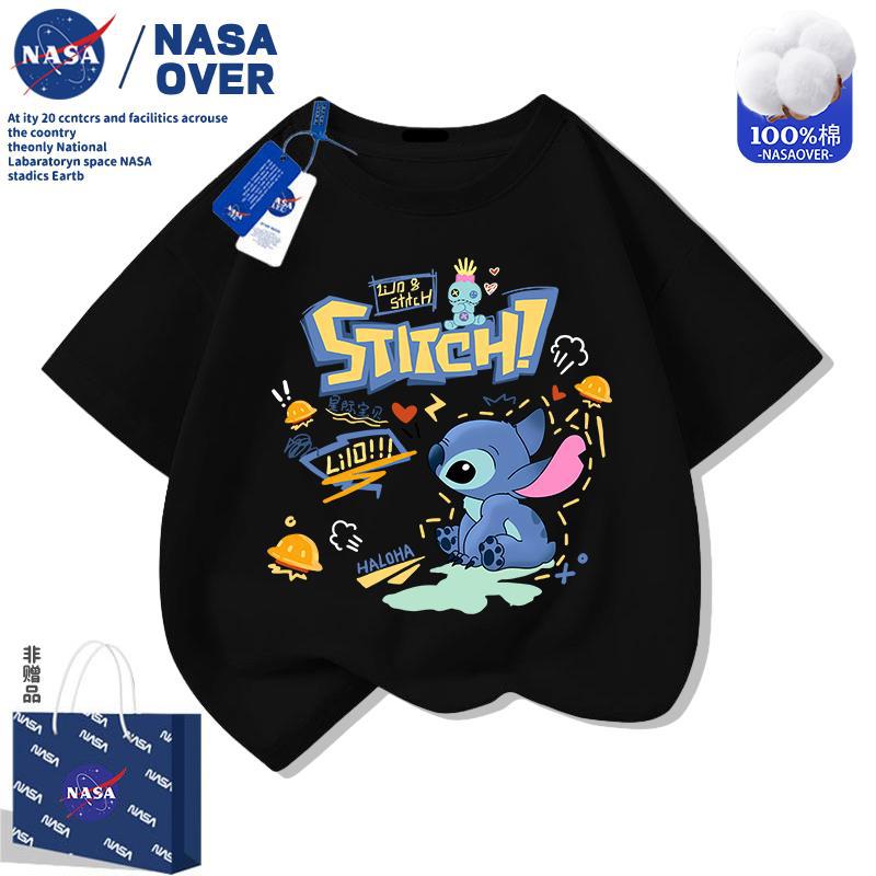 Nasa Stitch Kidsren'S Pure Cotton Short-Sleeved T-Shirt 2025 Cartoon Cute Round Neck Top For Boys And Girls - Image 4
