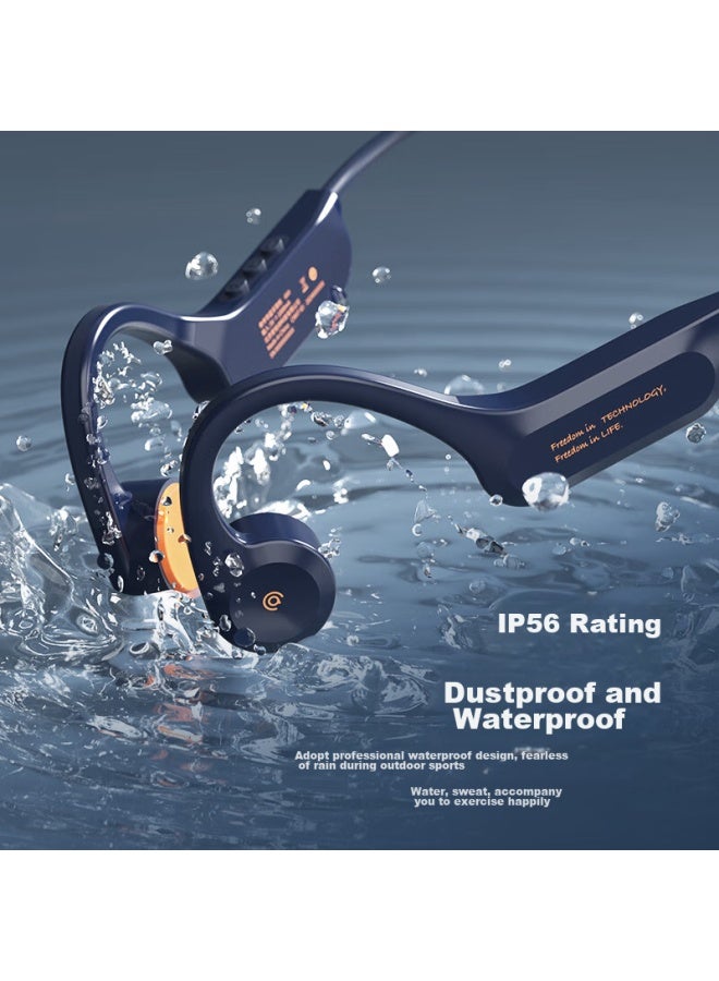 Aigo Bone Conduction Bluetooth Sports Headphones, Ip56 Dust And Water Resistant, Open Wireless Earphones, For Cycling And Running, Ear-hook Style, Long Battery Life, Compatible With Mobile Phone G03, Navy Blue - Image 5