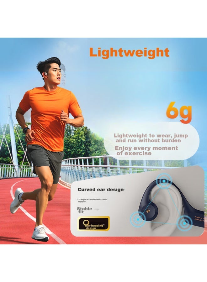 Aigo Bone Conduction Bluetooth Sports Headphones, Ip56 Dust And Water Resistant, Open Wireless Earphones, For Cycling And Running, Ear-hook Style, Long Battery Life, Compatible With Mobile Phone G03, Navy Blue - Image 3