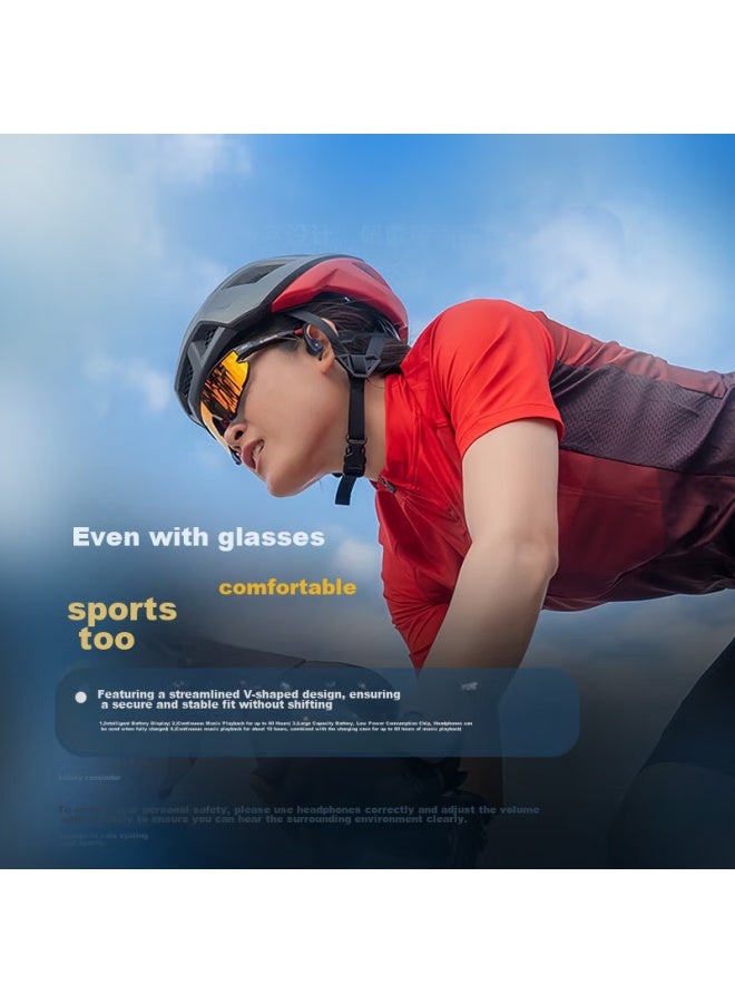 Aigo Bone Conduction Bluetooth Sports Headphones, Ip56 Dust And Water Resistant, Open Wireless Earphones, For Cycling And Running, Ear-hook Style, Long Battery Life, Compatible With Mobile Phone G03, Navy Blue - Image 1