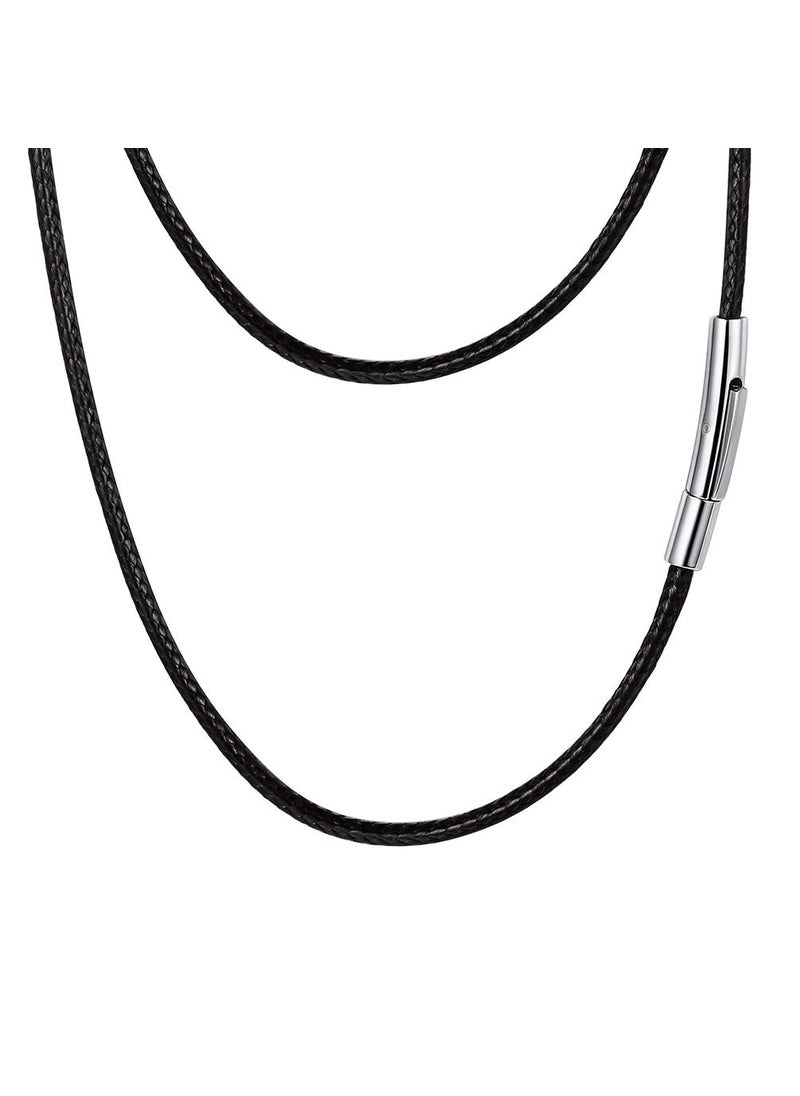 PROSTEEL - PROSTEEL Leather Necklace, Braided Cord, Waterproof Wax Rope Necklace, Men Women Personalized Custom Name Jewelry, 2mm/3mm, 16''-30'' - Image 1