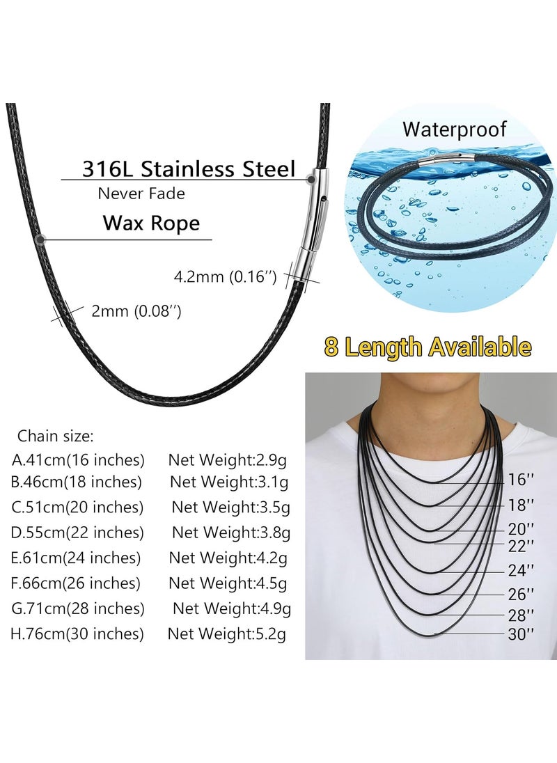 PROSTEEL - PROSTEEL Leather Necklace, Braided Cord, Waterproof Wax Rope Necklace, Men Women Personalized Custom Name Jewelry, 2mm/3mm, 16''-30'' - Image 1